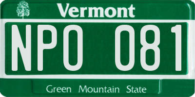 VT license plate NPO081