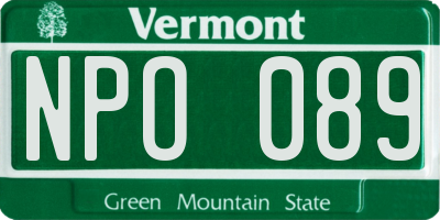 VT license plate NPO089