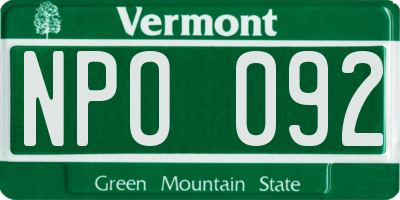 VT license plate NPO092