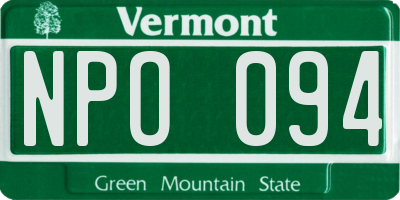 VT license plate NPO094