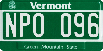 VT license plate NPO096