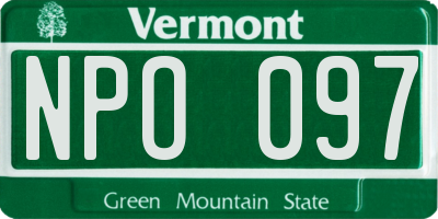 VT license plate NPO097