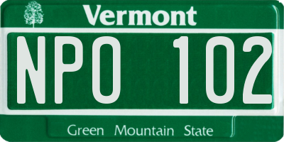 VT license plate NPO102