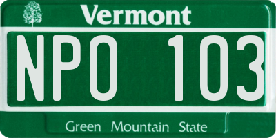 VT license plate NPO103