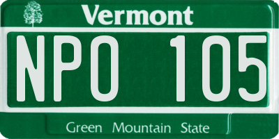 VT license plate NPO105
