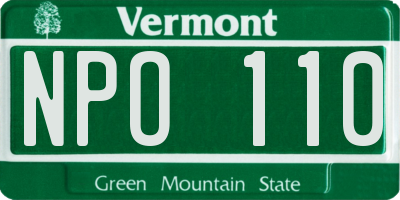 VT license plate NPO110