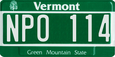 VT license plate NPO114