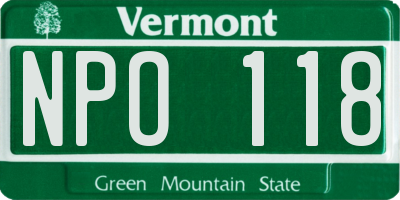 VT license plate NPO118