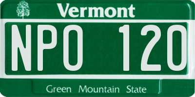 VT license plate NPO120