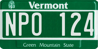 VT license plate NPO124