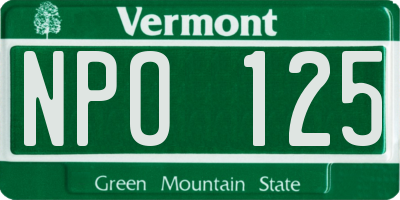 VT license plate NPO125