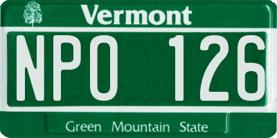 VT license plate NPO126