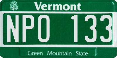 VT license plate NPO133