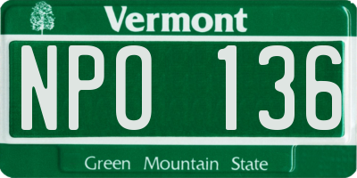 VT license plate NPO136