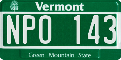 VT license plate NPO143