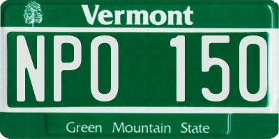 VT license plate NPO150