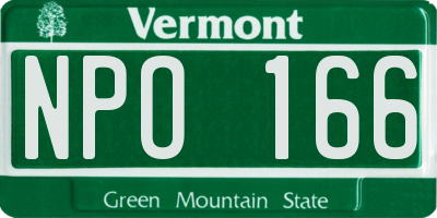VT license plate NPO166