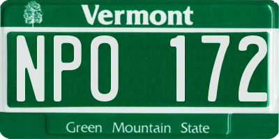 VT license plate NPO172