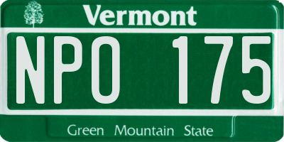 VT license plate NPO175