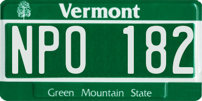 VT license plate NPO182
