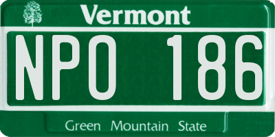 VT license plate NPO186