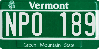 VT license plate NPO189