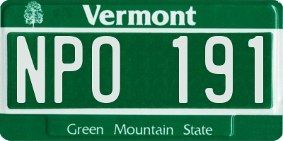 VT license plate NPO191