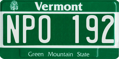 VT license plate NPO192