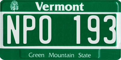 VT license plate NPO193