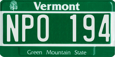 VT license plate NPO194