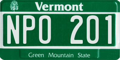 VT license plate NPO201