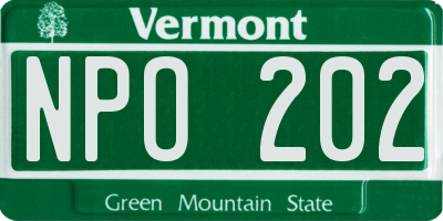 VT license plate NPO202