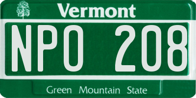 VT license plate NPO208
