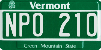 VT license plate NPO210