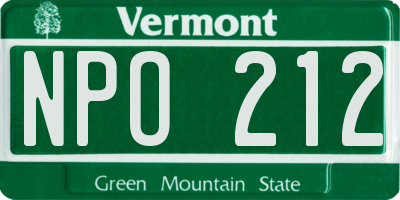 VT license plate NPO212