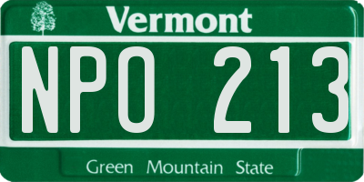 VT license plate NPO213