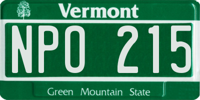 VT license plate NPO215