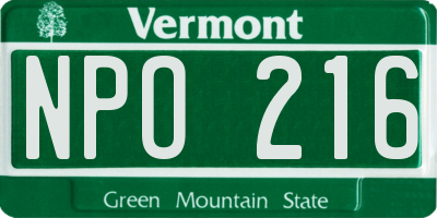 VT license plate NPO216