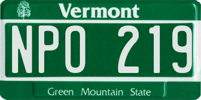 VT license plate NPO219