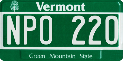 VT license plate NPO220