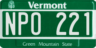 VT license plate NPO221