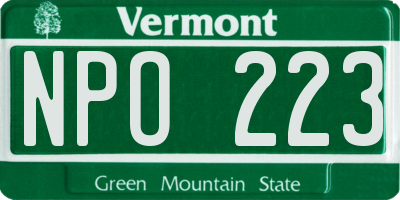 VT license plate NPO223