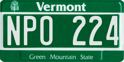VT license plate NPO224