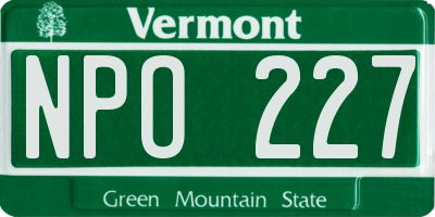 VT license plate NPO227