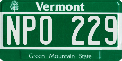 VT license plate NPO229