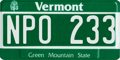 VT license plate NPO233