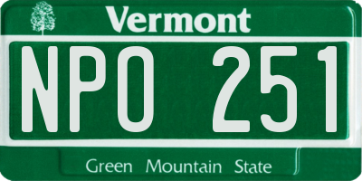 VT license plate NPO251