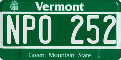 VT license plate NPO252