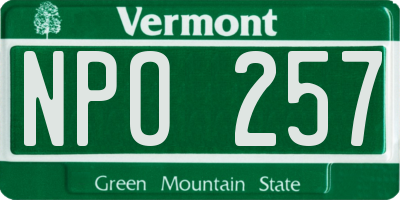 VT license plate NPO257