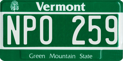 VT license plate NPO259